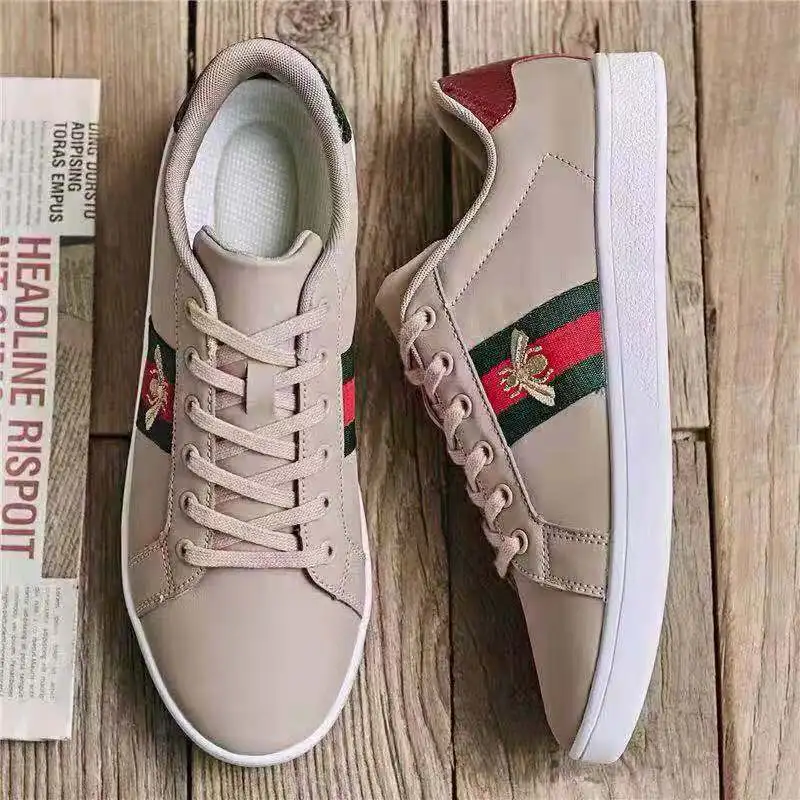 Брендовая мужская и женская обувь с Пчелкой; модная мужская и женская обувь с вышивкой; белая Повседневная обувь; ; K66