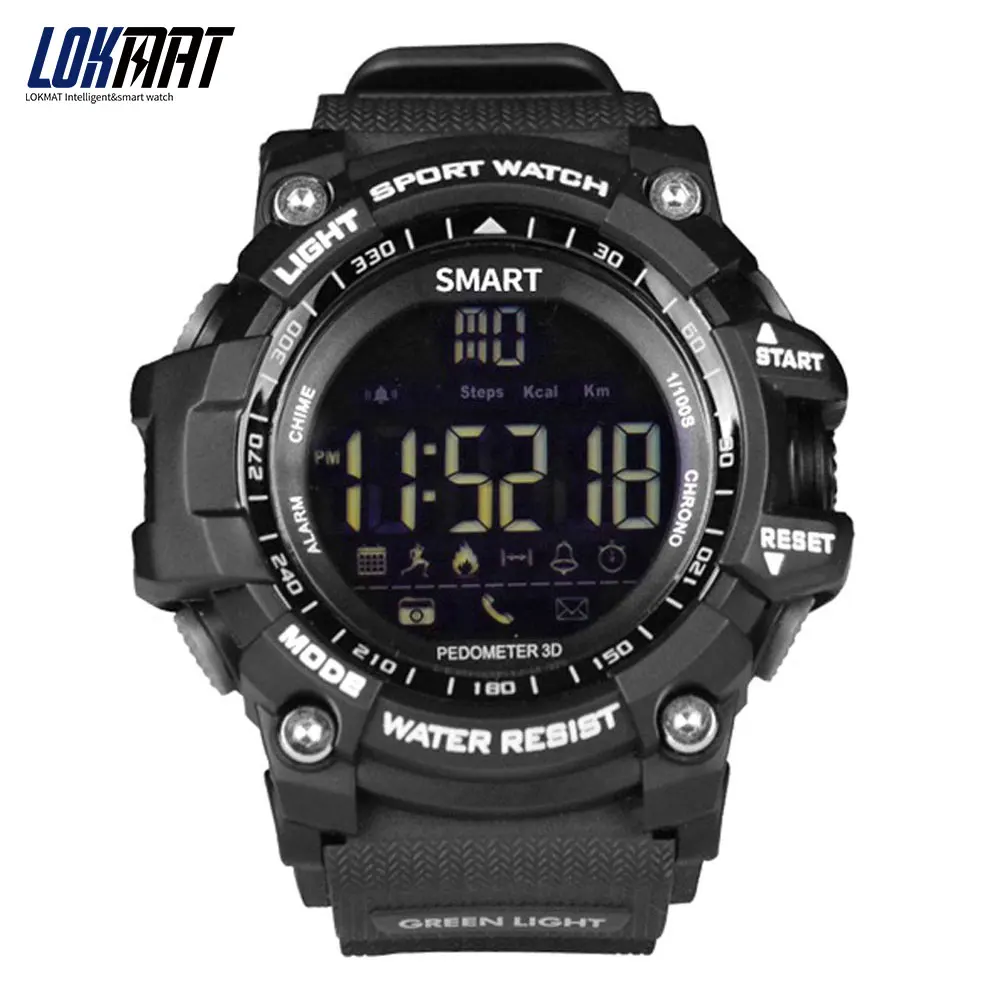 Baratos Reloj inteligente LOKMAT bluetooth reloj digital podómetro inteligente para hombre impermeable IP67 deporte para teléfono ios Android