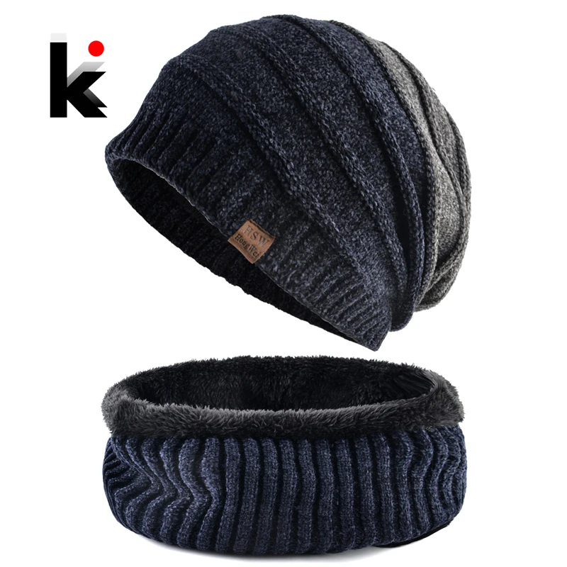 

Bonnet Hat For Men Women Knitted Patchwork Beanies And Scarf Winter Warm Unisex Hat Scarf Set Fashion Hip Hop Skullies Gorras