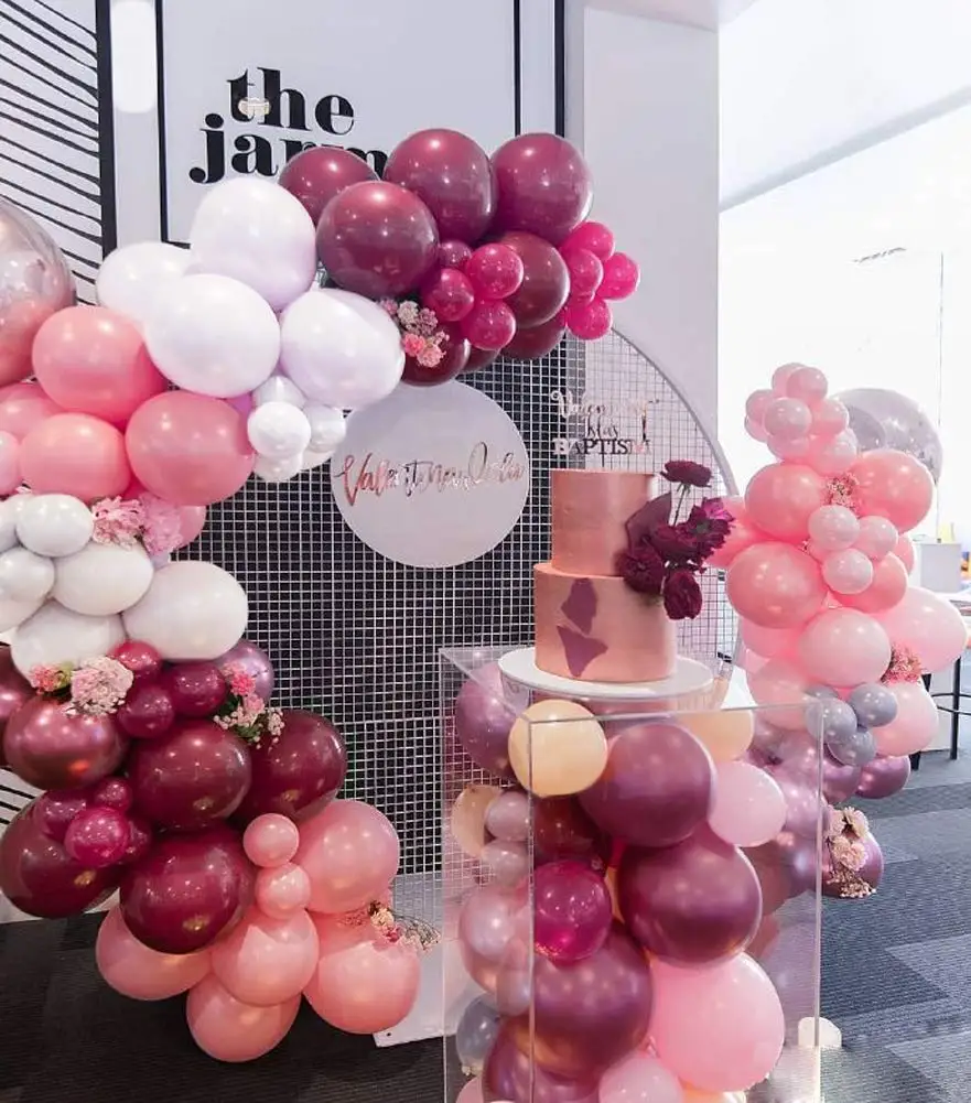 

101pcs Burgundy Pink White Balloon Garland Arch Kit For Weeding Birthday Bachelorette Engagement Anniversary Party Decorations