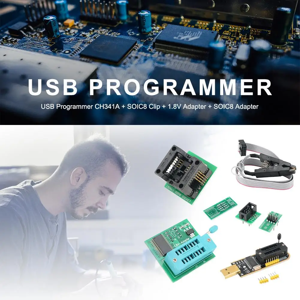 USB программатор модуль CH341A набор тестовый Зажим адаптер для материнской платы, контроль монитора, ремонт