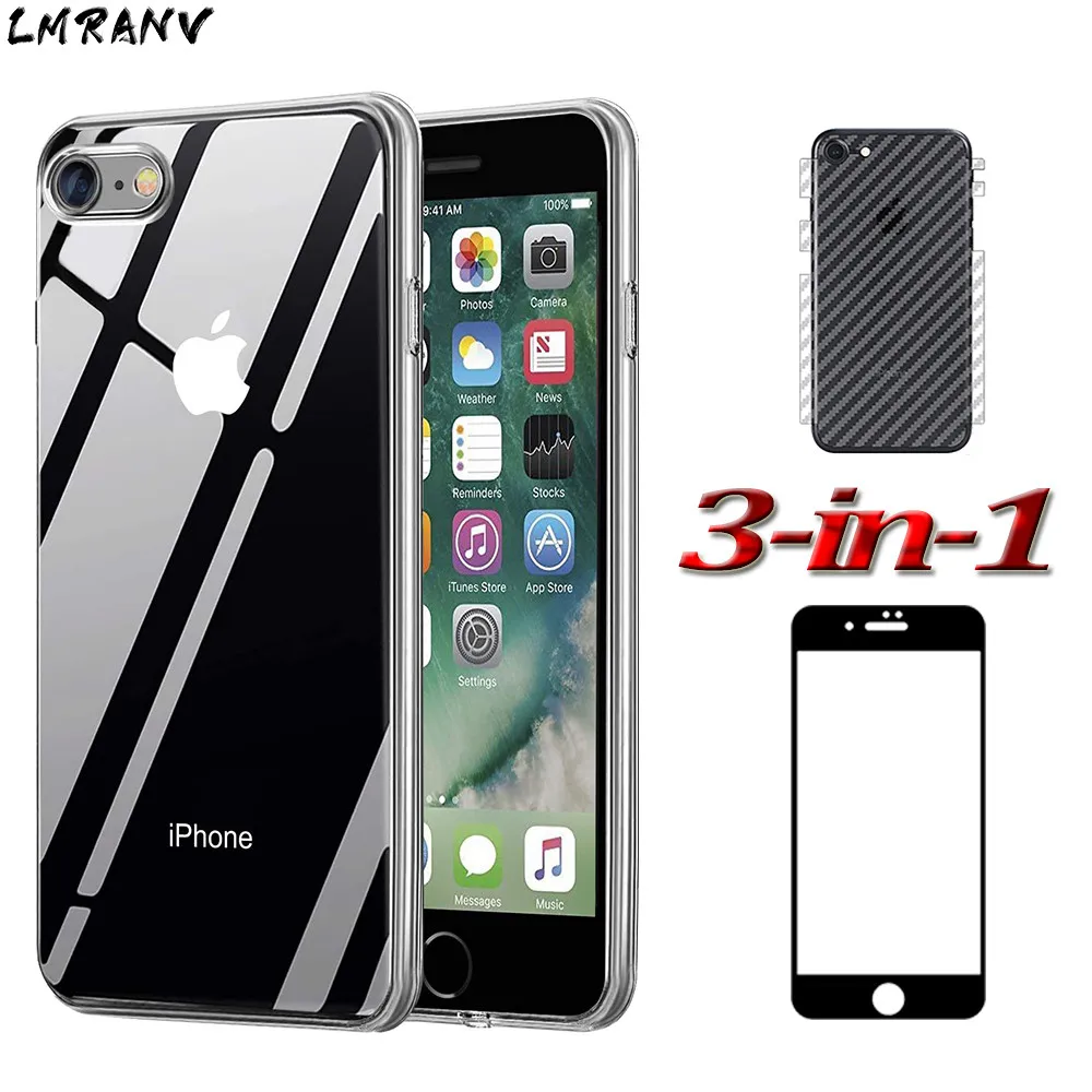 3в1 Ультратонкий защитный чехол на телефона iPhone SE 2020/айфон SE2 Чехол Прозрачная