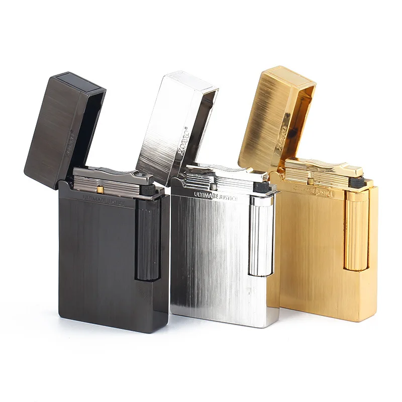 

Metal ZORRO Crisp Sound Kerosene Lighter Gasoline Flint Side Sliding Grinding Wheel Cigarette lighter Ultra-Thin Gadgets For Man