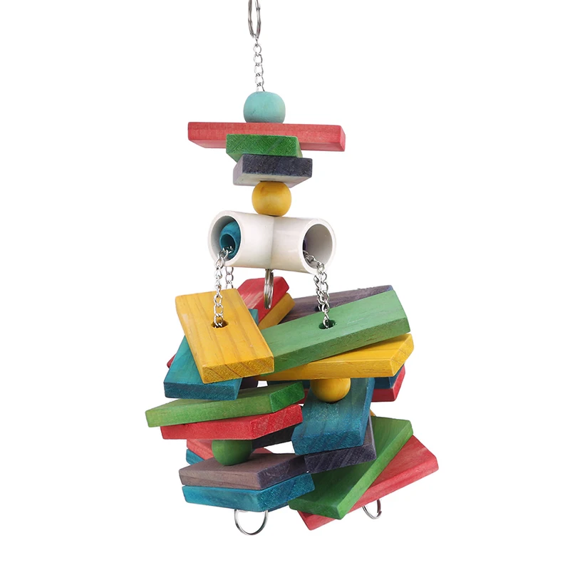 Special Design Colorful Wood Parrot Toys Durable Macaw Cage Chew Bird Toys For Parrots Pet Bird Conure Swing Scratcher