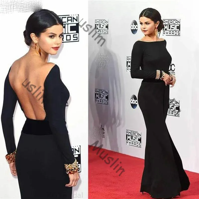 Simple Black Mermaid Celebrity Dresses 