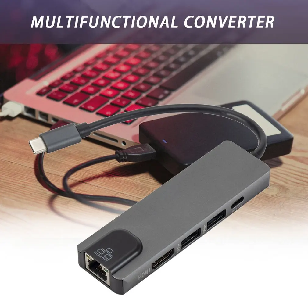 5 в 1 usb type C концентратор Hdmi 4K USB C концентратор к Gigabit Ethernet Rj45 Lan адаптер 4K* 2K USB3.1 Многофункциональный переходник