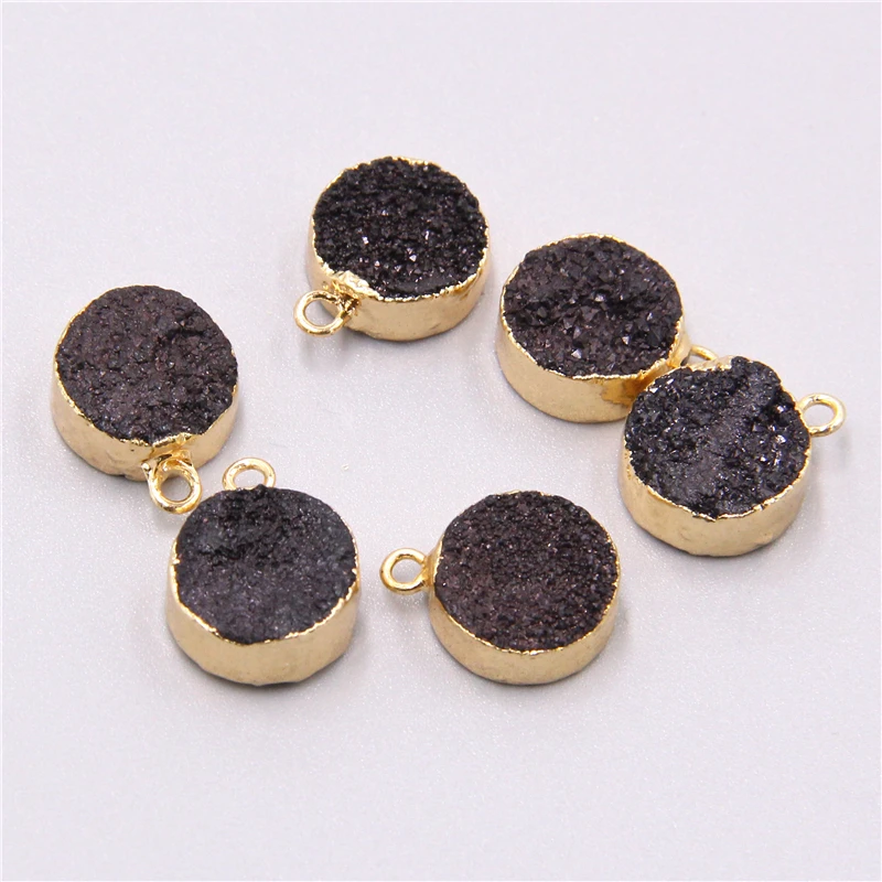 Черный камень кварца Агаты druzy кулон круглый кварц кристалл маятниковая подвеска