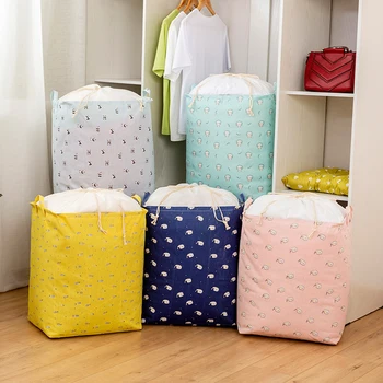 

2020 New Foldable Large Quilt Clothes Drawstring Storage Bag Laundry Basket Large Capacity Portable