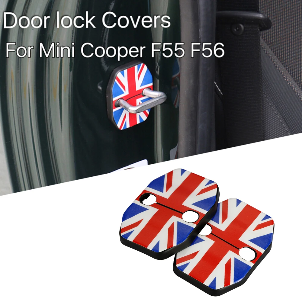 Car Door Lock Cover 2pcs Car Door Rust Resistant Door Lock Buckle Cover Union Jack Style For Mini Cooper S Hatchback F55 F56 Car Styling Accessories
