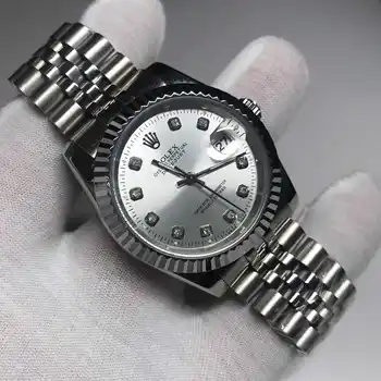 

Silver case good quality watch Men automatic mechanical sweeping movement luxury brand Watches date-just 10