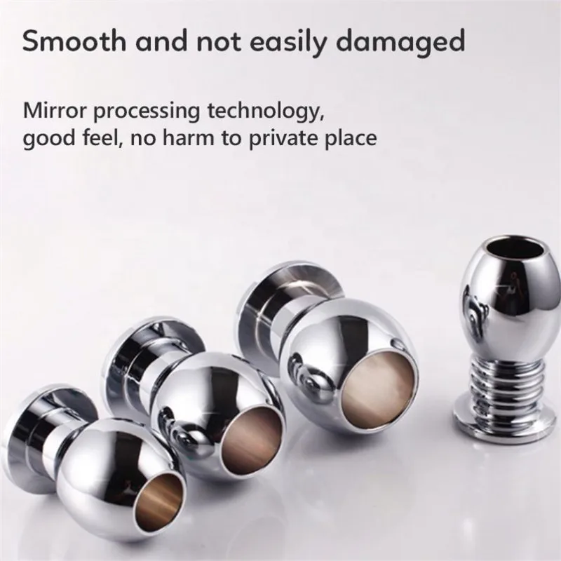 Round Shape Metal Anal Vaginal Dilator Enema Hollow Expand Anal Plug for Women Men