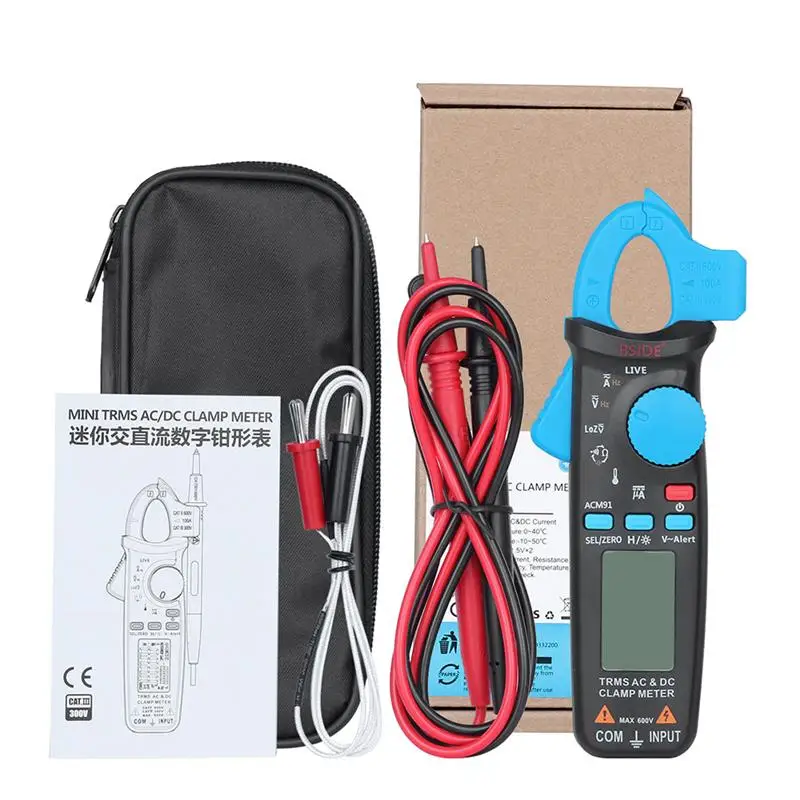 Цифровой мини зажим BSIDE ACM91 тестер с функцией True RMS Амперметр для ремонта