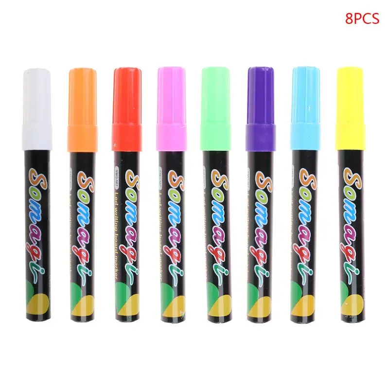 

8 Colors Highlighter Fluorescent Liquid Chalk Marker Neon Pen For LED Writing Board Blackboard Glass Painting Graffiti Office