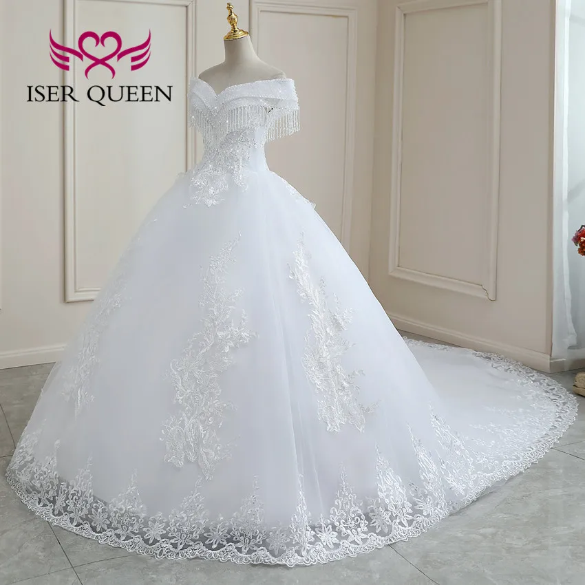 Crystal Beaded Tassel Wedding Dresses Plus Size Ball Gown Lace On Net Europe Style for Woman wedding dresses