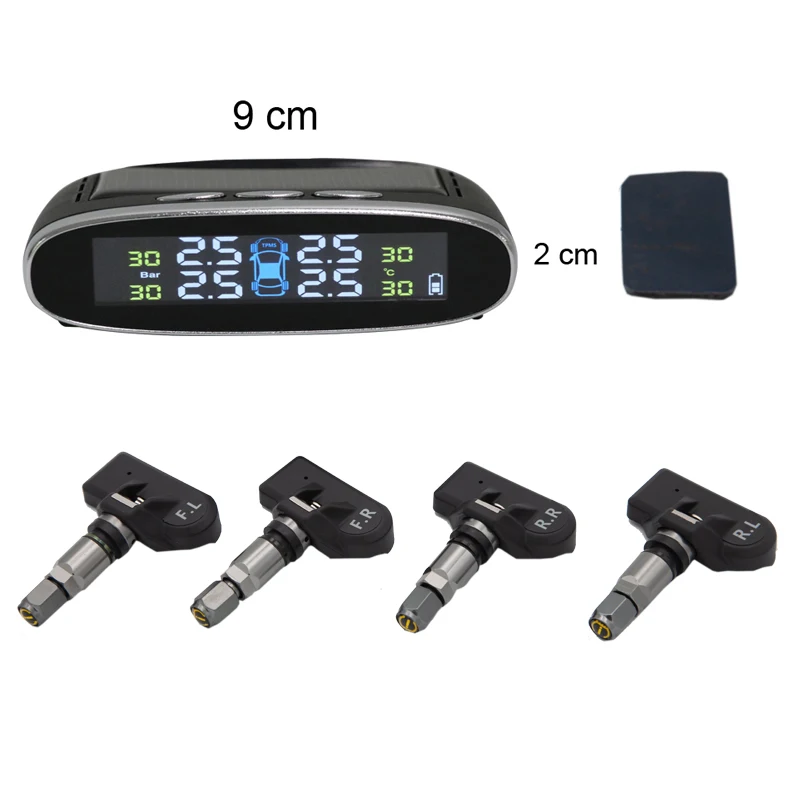 Солнечная система TPMS IP036, система контроля давления в грузовых шинах с 4 датчиками, беспроводной ЖК-дисплей, блок TPMS, переключение PSI/BAR