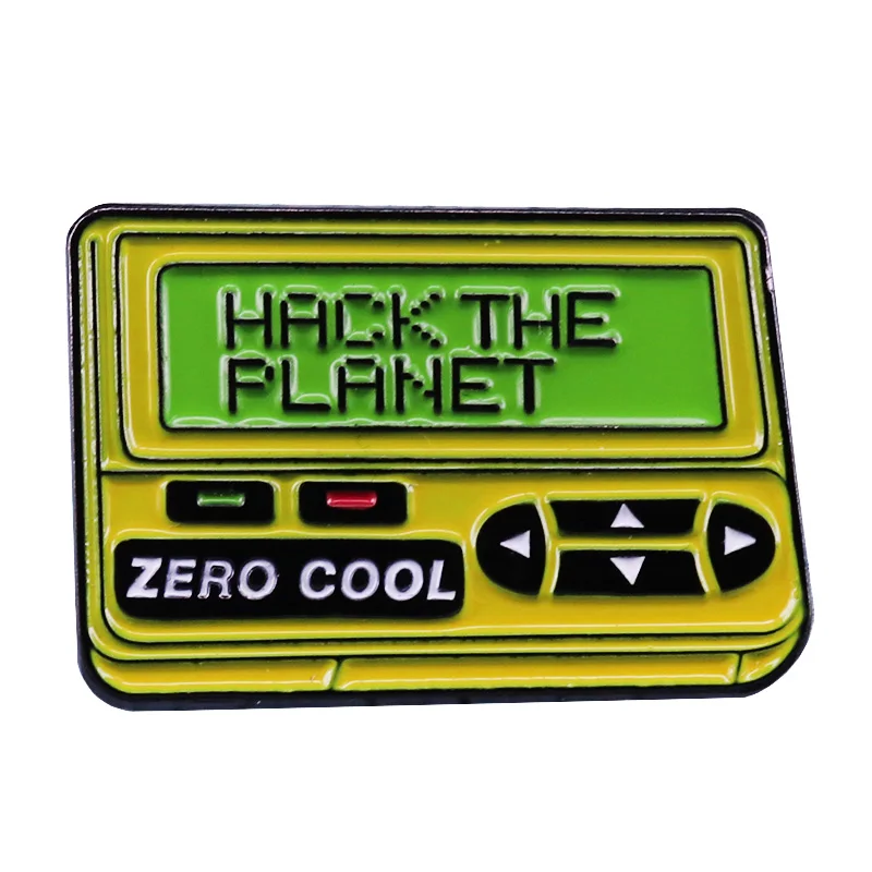 Hack the Planet Enamel Pin Hackers Pager 90s Cyberpunk Flair Addition