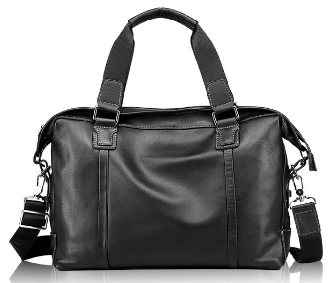 Black Business Briefcase Genuine Leather Casual Shoulder Bag Men Classic Fashion Zipper Handbag Cowhide Sacoche Homme DF101