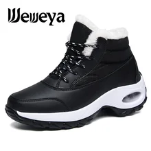 Weweya женская обувь для бега; бархатные зимние ботинки из искусственной кожи с плюшем и мехом; теплые кроссовки для бега; высокие спортивные кроссовки из хлопка; размеры 36-42