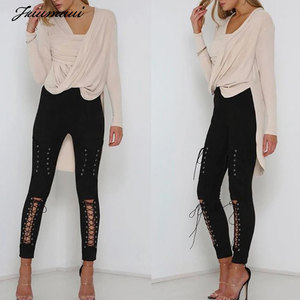 Замшевые облегающие бандажные брюки для женщин 2019 осенние зимние леггинсы