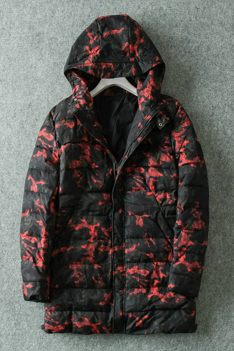 A2122 Winter New Style Mid-length Hooded Casual Thick Warm Camouflage Cotton Coat