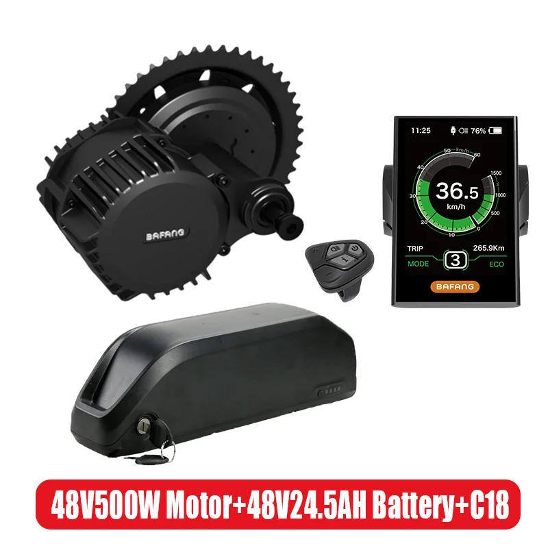 BBSHD BBS02B BBS02 48V 500 W/750 W/1000 W Средний привод электродвигателя комплект с 48V 22.4AH 24.5Ah литий-ионный аккумулятор вниз трубки, фара для электровелосипеда в Батарея - Цвет: 48V500W 48V24.5AHC18