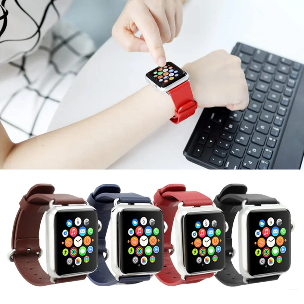 Горячая натуральная кожа Пряжка наручные часы ремешок ремень для Apple Watch 38 мм