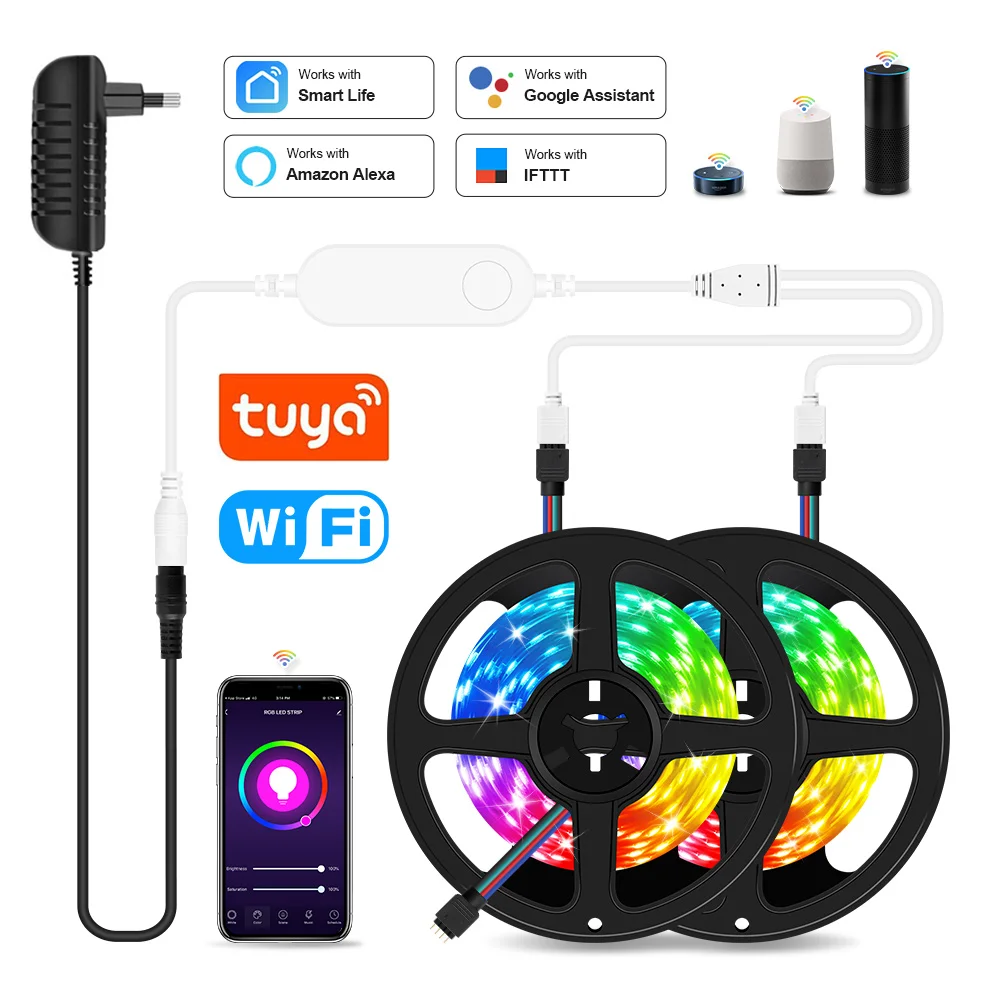 Умная светодиодная ленсветильник с Wi Fi 20 м RGB 5050 гибкая лента 12 В постоянного тока