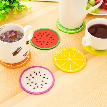 

Colorful fruit shape silicone mat coaster dining table insulation mat silicone placemat non-slip bowl coaster tableware