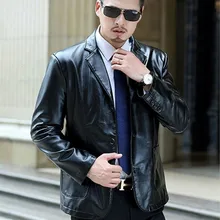 Мужской деловой пиджак из искусственной кожи размера плюс 7XL, однобортный пиджак с воротником с лацканами, приталенная куртка из искусственной кожи, верхняя одежда