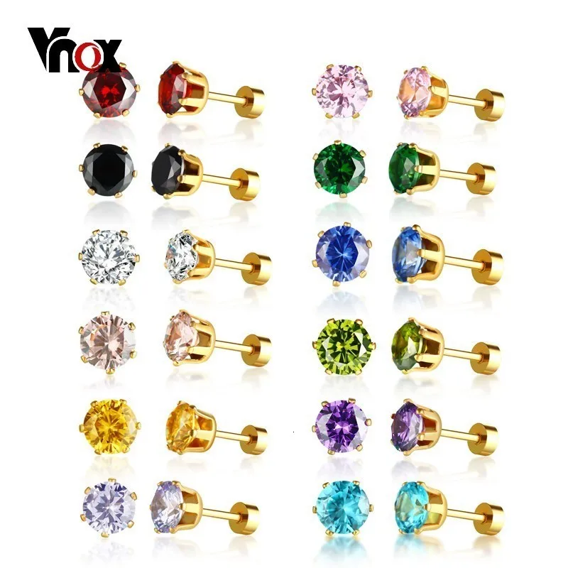 Vnox 12 пар/компл. с кубическим цирконием, серьги со шпилькой, для Для женщин ежедневное настроение, ювелирное изделие, многоцветная-Цвет Femme девушка серьги aretes золото Цвет металла