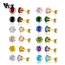 Vnox 12 пар/компл. с кубическим цирконием, серьги со шпилькой, для Для женщин ежедневное настроение, ювелирное изделие, многоцветная-Цвет Femme девушка серьги aretes золото Цвет металла