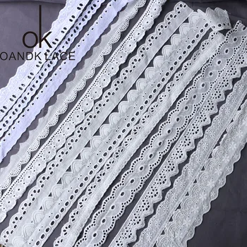 

5yard 2-8cm White cotton embroidery flower lace collar Fabric Sewing Applique DIY ribbon trim bridal cloth dress decor