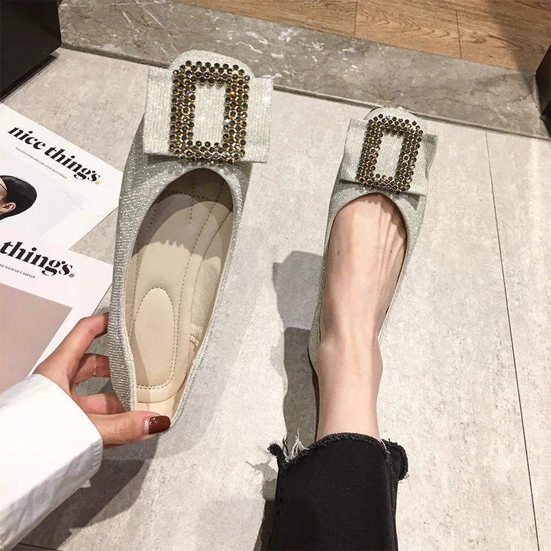 Shoes Women 2020 New Women's Shoes Square Head Flat Grandma Shoes Shallow Peas Shoes Single Shoes Women