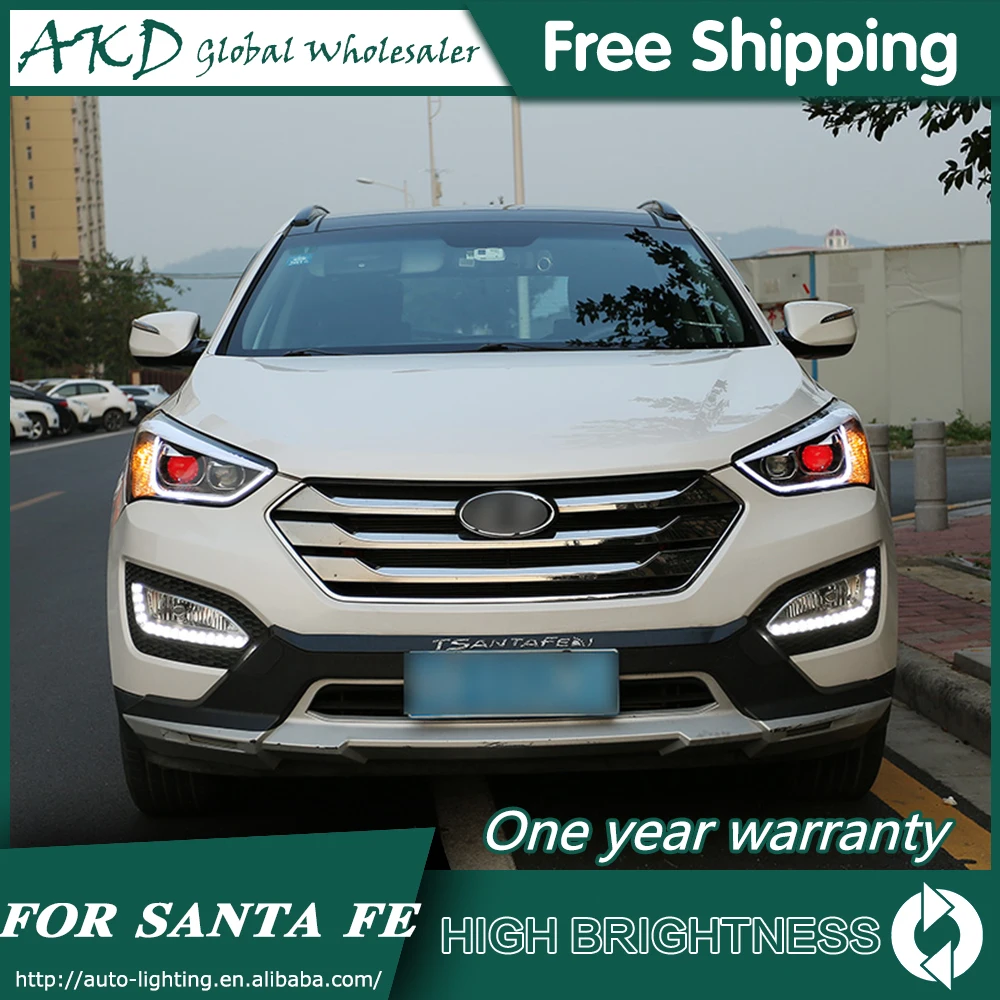Головной светильник s для автомобиля hyundai IX45 2013- Santa fe DRL Дневной ходовой светильник светодиодный Биксеноновая лампа противотуманный светильник s тюнинговый аксессуар