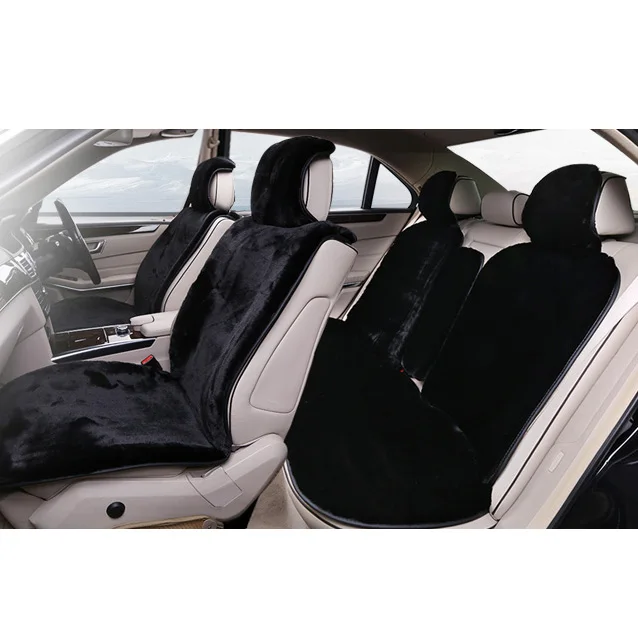 car seat covers set  black faux fur cute car  interior accessories cushion styling winter new plush car  pad seat covers for car