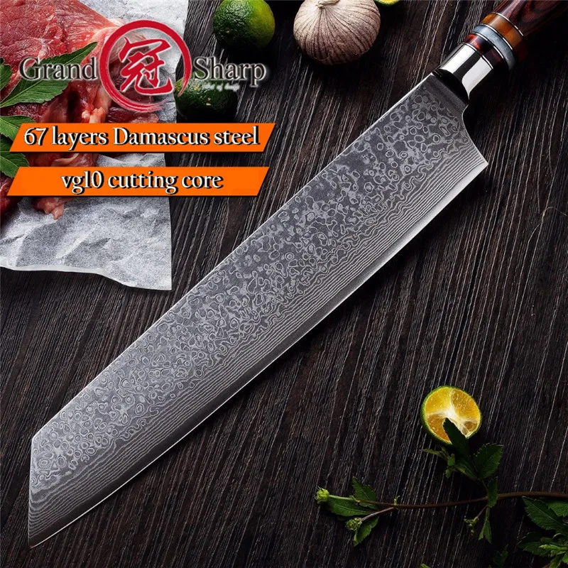GRANDSHARP дамасский поварской нож 9,5 дюймов кухонный нож vg10 японский дамасский нож 67 слоев кухонный нож из нержавеющей стали подарок