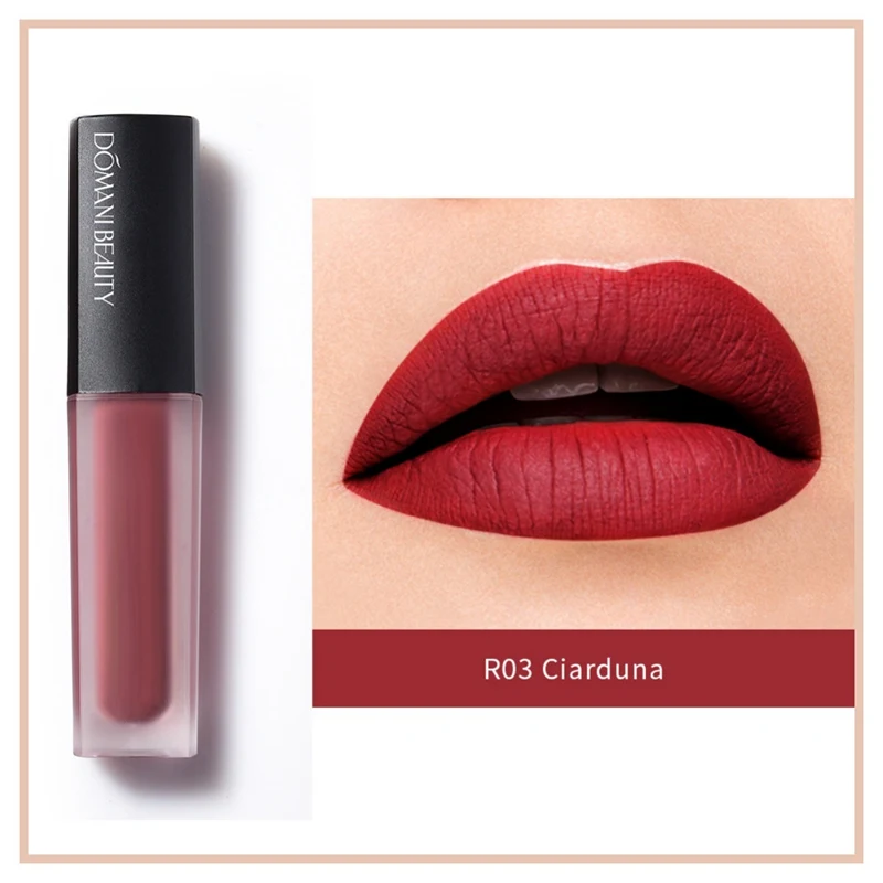 R03 Professional Lip Gloss Moisturizing Long Lasting Waterproof Matte Liquid Lip Gloss Non-stick Cup Lipstick Easy To Apply - Color: R03
