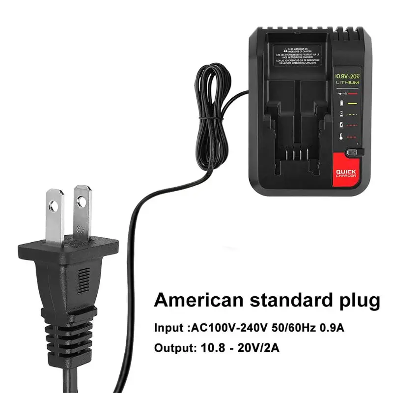 Зарядное устройство для Black Decker Для Porter-кабель для аккумуляторов Стэнли 10,8-20 в
