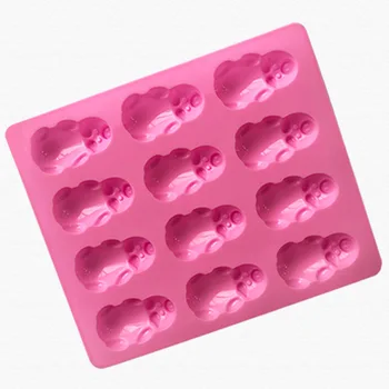 12 holes lovely littles pig shape silicone mould cake chocolate jelly ice candy mold baking tools