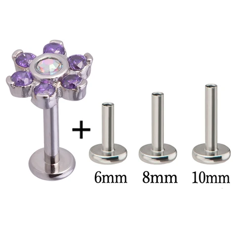 Paw Lip Ring Piercing Labret Stud Monroe Bar Zircon Internally Threaded Tragus Helix Ear Cartilage Earring Body Jewelry 16G