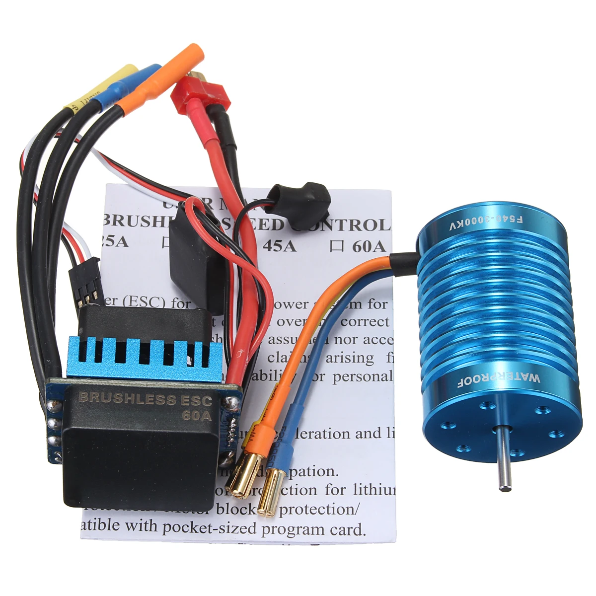

Racing 60A ESC Speed Controller F540-3000KV Brushless Motor 13T Motor for 1/10 1/12 RC Car