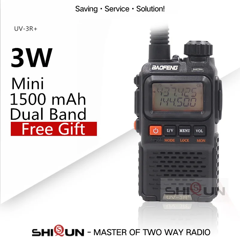 Портативная Двухдиапазонная мини рация Baofeng UV 3R Plus + VHF 136 174 МГц и UHF 400 470 МГц|vhf