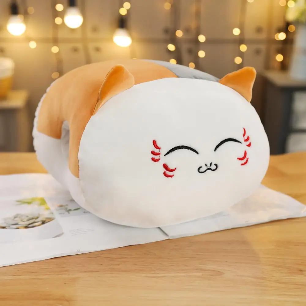 close eyes 30*25 см мягкие Kawaii Cat плюшевые игрушки с животными из мультфильмов для подушки куклы зимние теплые руки прекрасный чучела офис Nap Подушка для девочек подарок - Цвет: close eyes