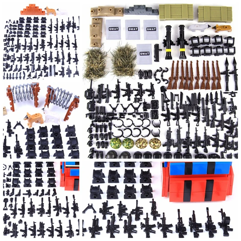

Legoing WW2 Military Weapon Building Blocks Pack MOC Army Accessory Soldiers Figure Gun City Police SWAT Team Legoing Cities Toy