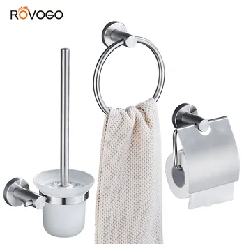 

ROVOGO Bathroom Hardware Accessory Set Wall Mounted, Bath Hardware Towel Ring, Toilet Brush, Toilet Paper Holder