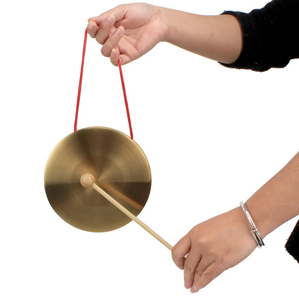 Hand Gong Traditional Chinese Metal Gong Cymbal With Mallet, Children Baby Early Music Educational Toys, 10cm