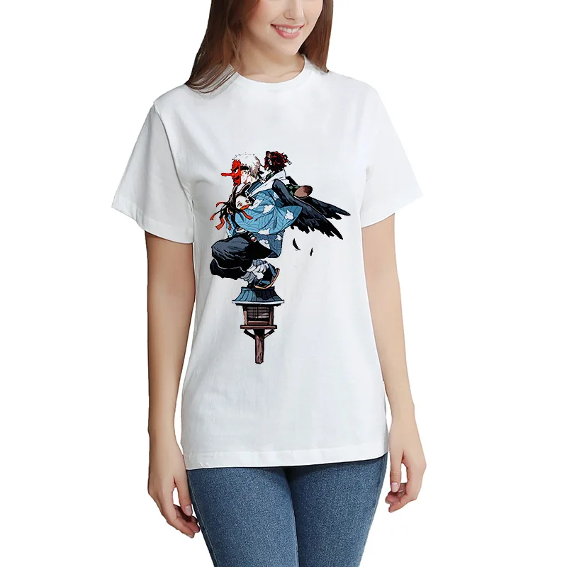 Kimetsu No Yaiba T-shirt Short Sleeve Men's And  Women's Tees Tops Kids Demon Slayer Oversized T Shirt DIY Photo Log Customized