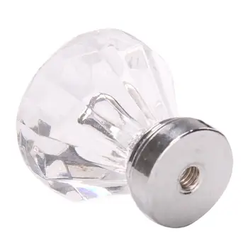 4PCS Diamond Shape Design Crystal Glass Knobs Cupboard Drawer Pull Kitchen Cabinet Door Wardrobe Handles Hardware