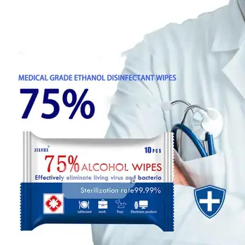 

75% alcohol disinfection wipes without irritating or drying your skin clean disinfect deodorize 10 pcs/bag