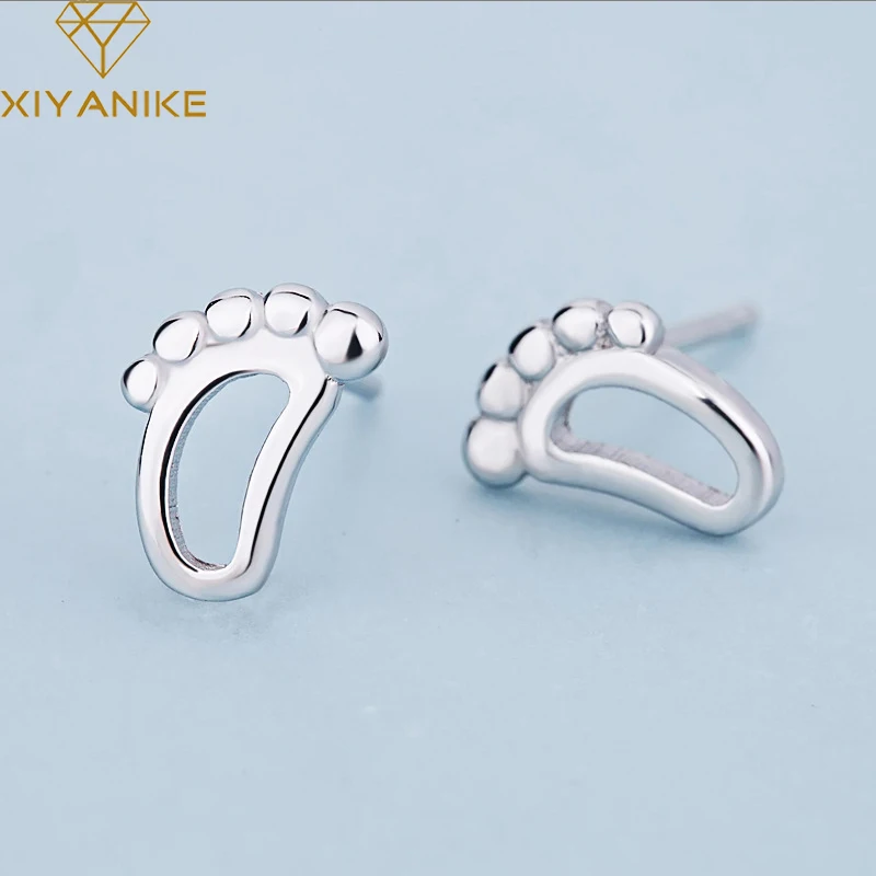 XIYANIKE серебро 925 пробы Новые Креативные гипоаллергенно следа трендовые серьги-гвоздики ювелирные изделия для женщин вечерние подарок